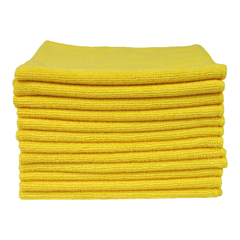 Eurow Utility 240 GSM Terry Weave Microfiber Cleaning Towels for Home, Auto, Boat, RV, Garage, Shop, Streak-Free, Scratch-Free, Reusable, Multi-Surface, Ultra Absorbent, 16x16 Inch, 12-Pack, Yellow - Image 3